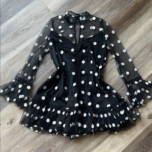 Selfie Leslie Black and White Polka Dot Dress